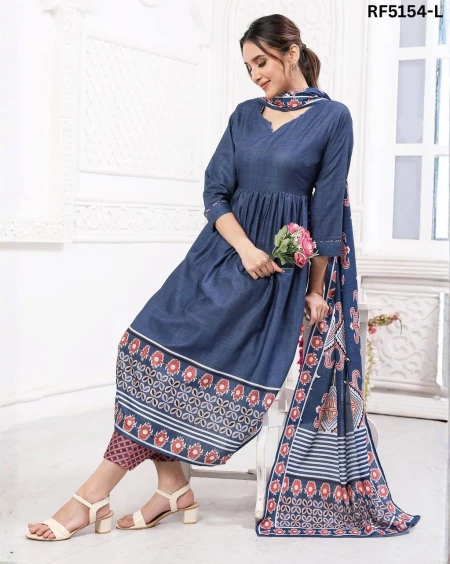 Premium Cotton Blend Printed Kurti Set for Elegant Look!