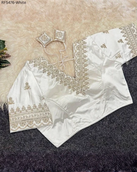 Satin Mosc Embroidered Readymade Blouse!