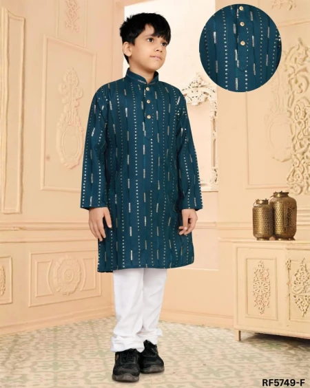 Soft Cotton Kids Kurta Pyjama Set with Full Sleeves & Side Pocket – Traditional Wear!