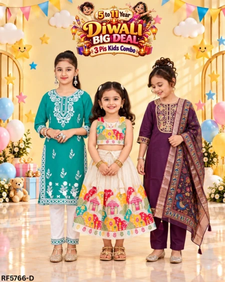 Girls Ethnic Wear Combo Set – 3 Designs