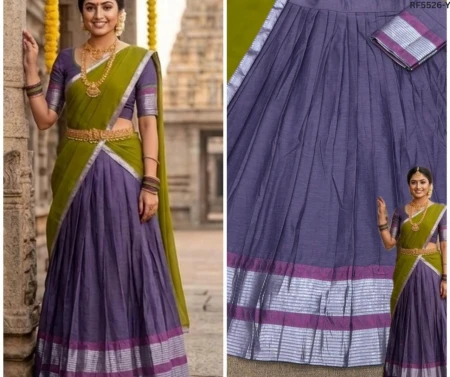 Kanchi Cotton Zari Weaving Lehenga Set with Georgette Dupatta!