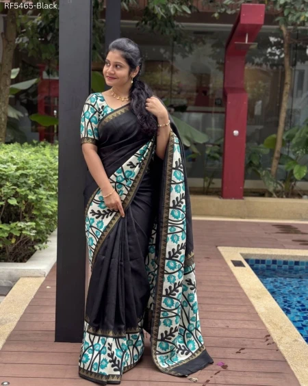Mangalgiri Silk Saree with Kalamkari Print Border Elegant Saree!