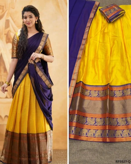 Kanjivaram Silk Zari Weaving Lehenga Set with Georgette Dupatta!