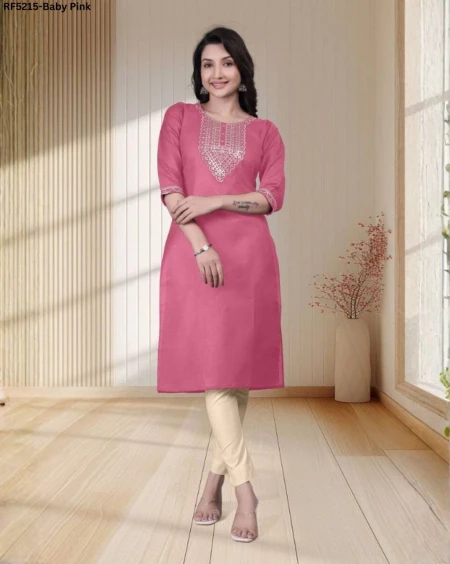 Elegant Tesla Cotton Kurti with Embroidery Work!