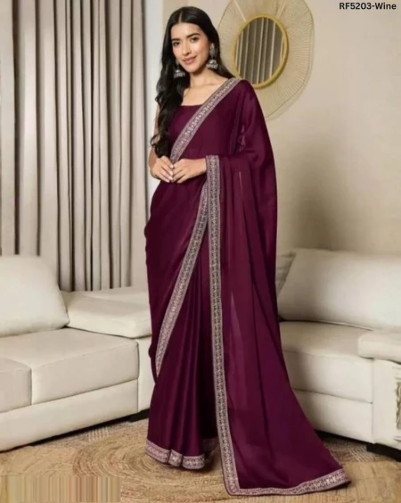 Elegant Heavy Satin Saree with Smooth Gloss Finish!