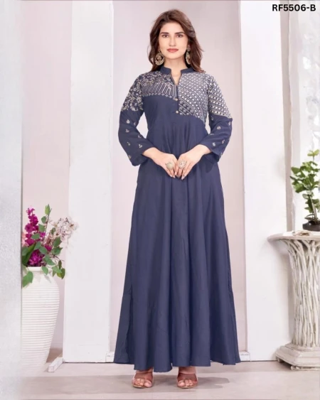 Heavy Maslin Embroidered Gown with Cotton Inner!