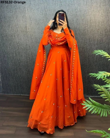Luxury Zipsy Silk Gown Set with Dupatta – 5 Stunning Shades!