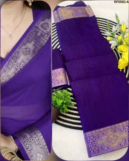 Vichitra Silk Saree with Fancy Jacquard Lace Border!