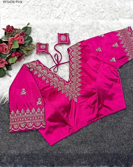 Satin Mosc Embroidered Readymade Blouse!