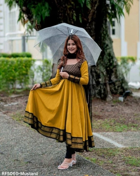 Festive Ready: Vichitra Silk Gown Set with Net Dupatta!