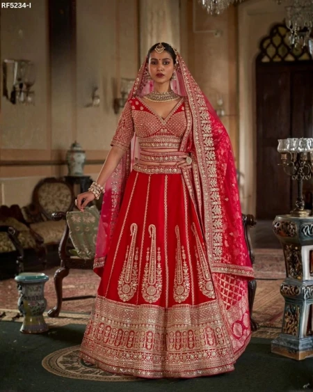 Designer Raw Silk Embroidered Lehenga Choli with Stylish Double Dupatta!