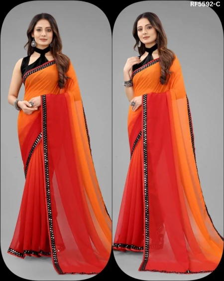 Two Shade Georgette Saree with Sequence Lace Border!