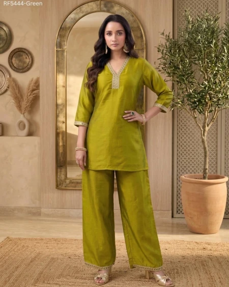 Vichitra Silk Embroidered Neck Elegant Ethnic Wear!