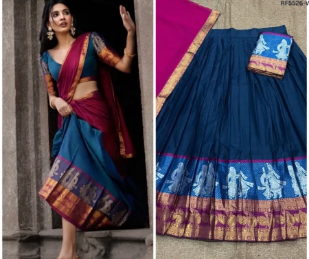 Kanchi Cotton Zari Weaving Lehenga Set with Georgette Dupatta!