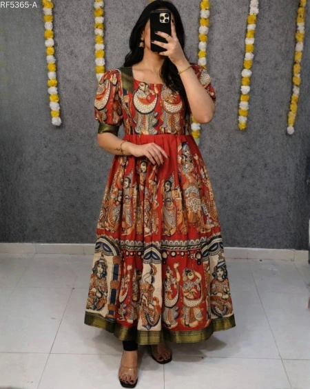 Elegant Soft Georgette Printed Gown with Full Lining & Flared Silhouette!