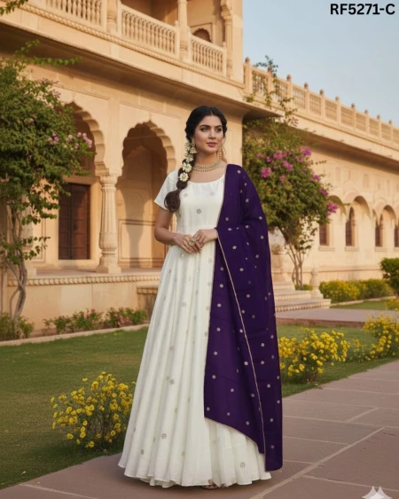 Elegant Soft Georgette Gown with Matching Dupatta!