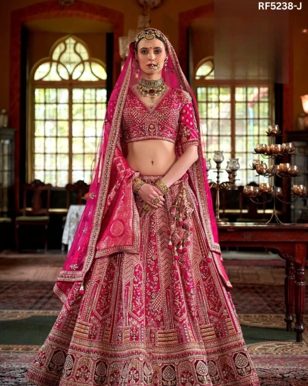 Designer Raw Silk Embroidered Lehenga Choli with Stylish Double Dupatta!