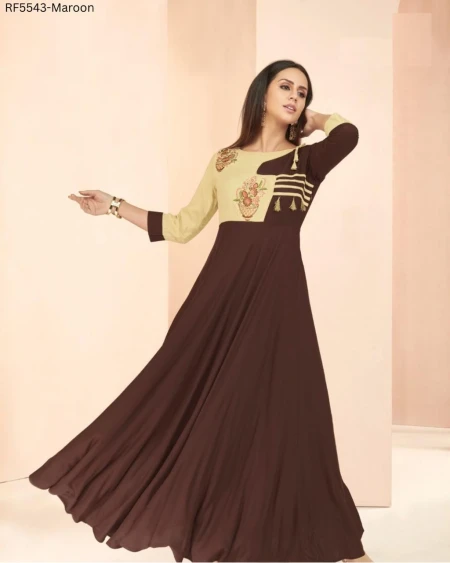 Heavy Rayon Embroidered Kurti Elegant Ethnic Daily Wear!