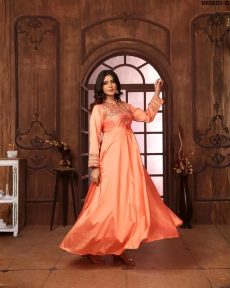 Triva Silk Embroidered Gown with Full Lining!