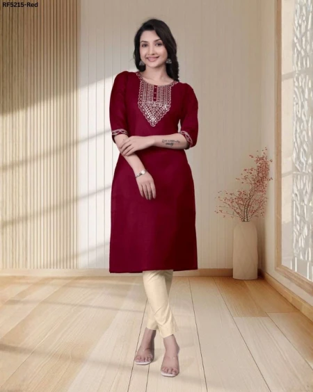 Elegant Tesla Cotton Kurti with Embroidery Work!