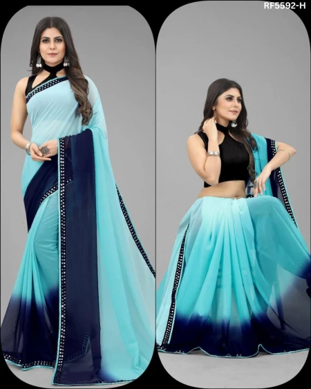 Two Shade Georgette Saree with Sequence Lace Border!