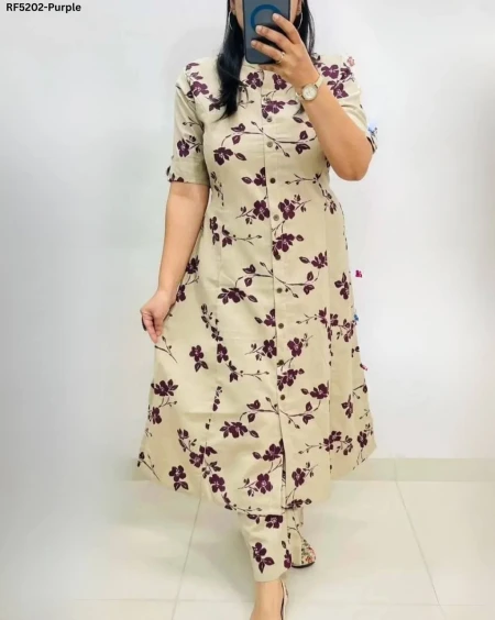 Stylish Printed Cotton Blend Kurti Set with Pants!