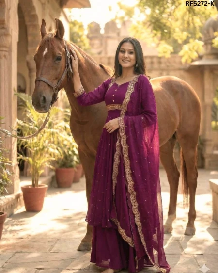 Elegant Soft Georgette Gown with Matching Dupatta!