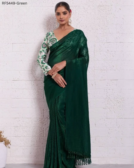 Pure Crunchy Saree with Satin Digital Print Blouse!