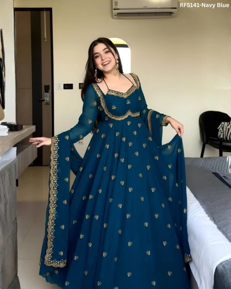 Stylish Embroidered Gown Set – Perfect Deepawali Collection!