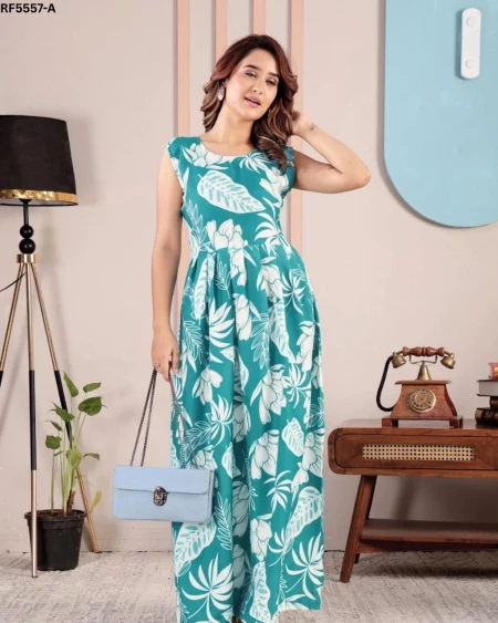 Rayon Printed Gown Comfortable Casual Ethnic Wear!