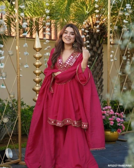 Elegant Cosmos Kurti Set with Real Mirror Embroidery & Palazzo!