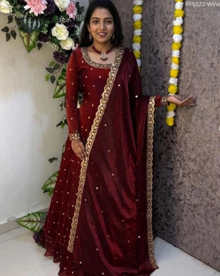 Fandy Space Silk Embroidered Gown with Sequence Work!