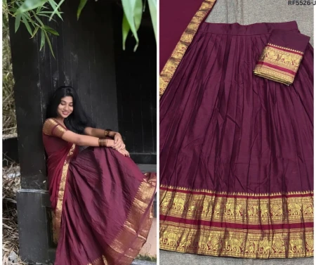 Kanchi Cotton Zari Weaving Lehenga Set with Georgette Dupatta!