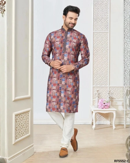 Cotton Digital Print Kurta Pajama Ethnic Wear for Men!