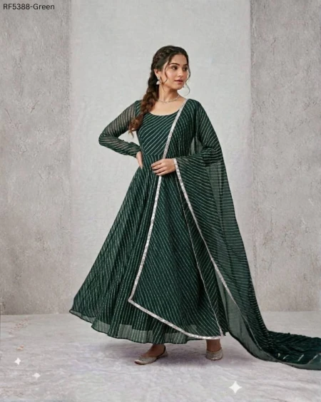 Elegant Printed Georgette Gown with Matching Dupatta!