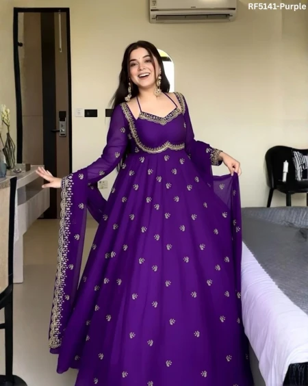 Stylish Embroidered Gown Set – Perfect Deepawali Collection!