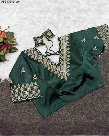 Satin Mosc Embroidered Readymade Blouse!