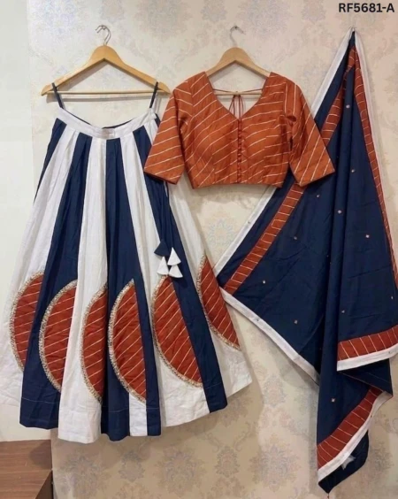 Pure Roman Silk Lehenga Choli with Elegant Patch Work!