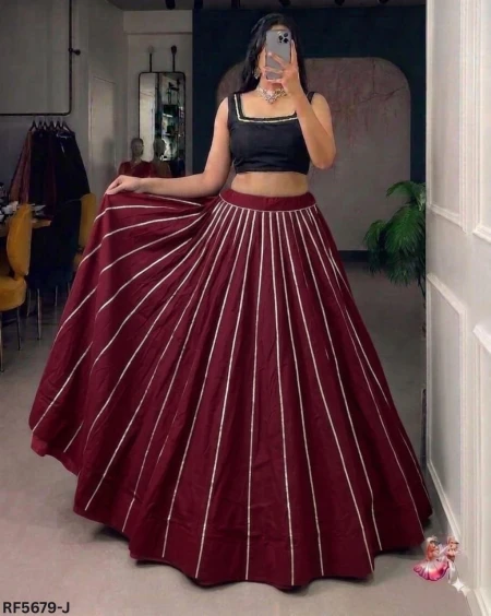 Elegant Cotton Zari Work Full Flare Skirt.