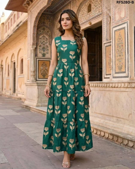 Cute Cotton Sleeveless Ruffle Maxi Dress with 3-Tier Flare!