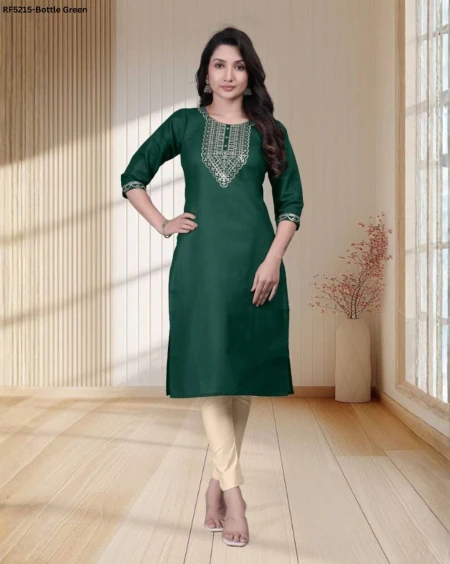 Elegant Tesla Cotton Kurti with Embroidery Work!
