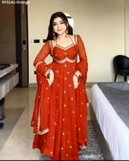 Stylish Embroidered Gown Set – Perfect Deepawali Collection!