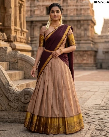 Kanchi Cotton Lehenga Choli with Zari Weaving & Georgette Dupatta