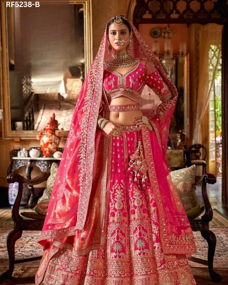 Designer Raw Silk Embroidered Lehenga Choli with Stylish Double Dupatta!