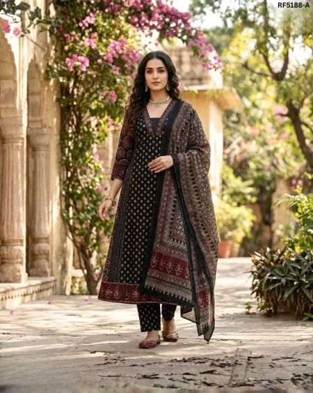 Stylish Rayon Printed Kurti Set with Chanderi Silk Dupatta!