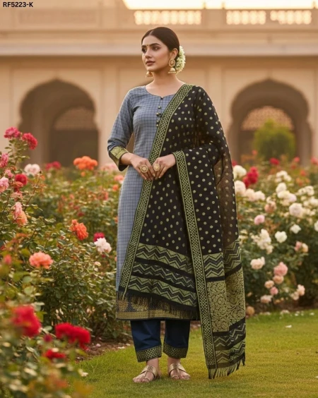 Banarasi Jacquard Unstitched Suit Material with Cotton Silk Bottom!