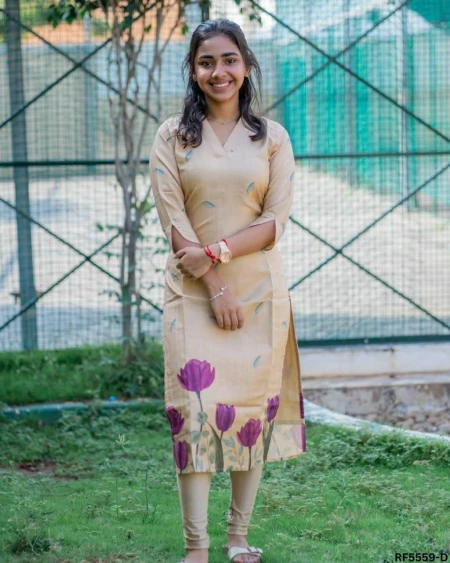 Cotton Printed Kurti with Crepe Inner Comfortable Daily Wear!