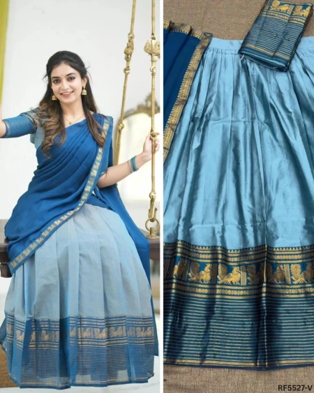 Kanjivaram Silk Zari Weaving Lehenga Set with Georgette Dupatta!