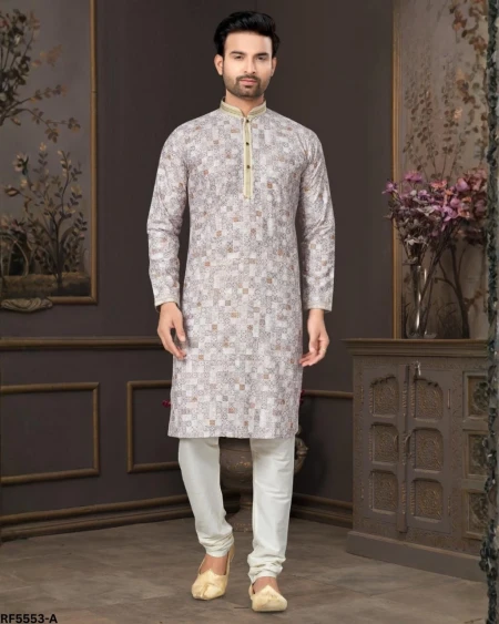 Cotton Digital Print Kurta Pajama with Lucknowi Handwork!