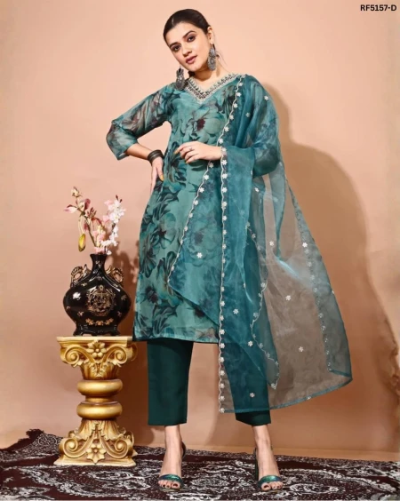 Royal Zari Embroidered Silk Kurti with Pant & Soft Net Dupatta!